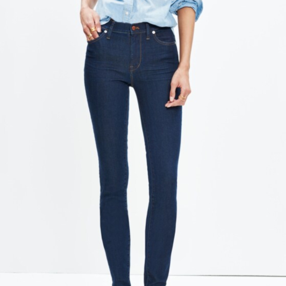 26P Madewell Dark Blue Women's Jeans 9" Mid Rise Skinny PETITE